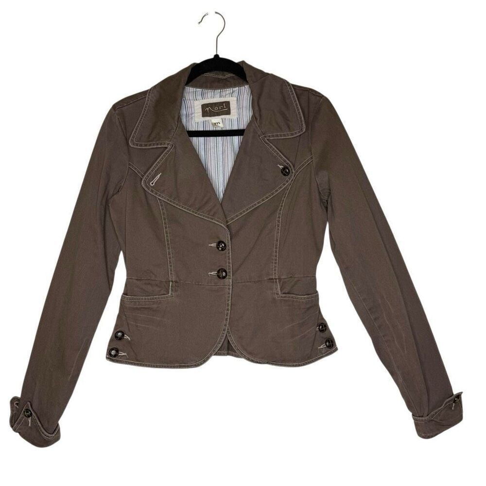 Nori Women’s Brown Cotton Peplum Style Blazer Size M